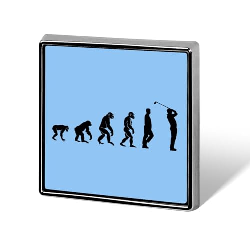 Spille da bavero in metallo con distintivo quadrato Golf Evolution Golfers & Golf Players per la decorazione di abbigliamento