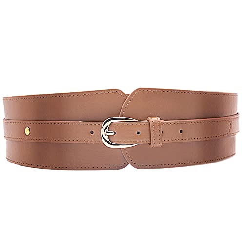 Women's PU Leather Waist Belt Wide Simple Elastic Stretch Corset for Casual Dress