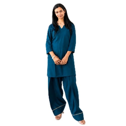 Image of Women's Rayon Farshi Salwar Suit with Palazzo Set 3 /4 Sleeves Plain Kurti for Women and Girls