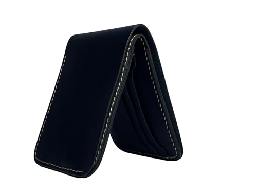 LeatherWorks Leather Wallet for Men, Bifold, Minimalistic, Durable, Handstitched to perfection, 6 Credit Card Slots, 2 Hidden Slots, 1 Cash Slot - Full grain genuine Leather (Space Cadet)4