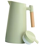 Kisangel Isolierter Wasserkrug mit Griff 4 Tassen Fassungsvermögen Vakuumisolierter Glas Wasserkocher Grün Bpa Frei für Heiß und Kaltgetränke Camping und Haushalt