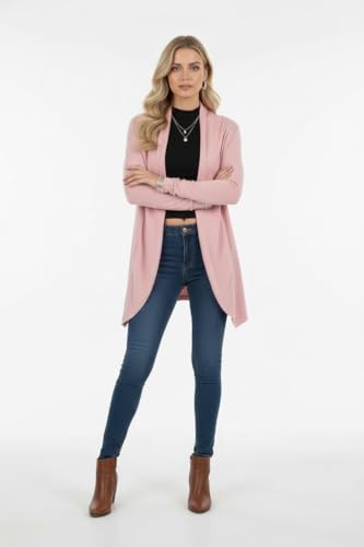 Image of ToBeInStyle Womens Open Front Long Sleeve Lightweight Asymmetrical Draped Cardigan with Side Pockets