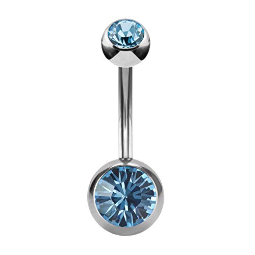 eeddoo 12 mm - AQ - Aquamarine - Stahl - Banane - Doppelkristall (Piercing Bauchnabelbanane Bellybutton Banana) Cover