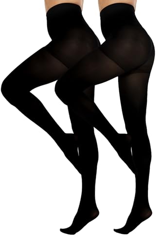 Image of CozyWow 80D Control Top Opaque Tights for Women Matte Pantyhose High Waist