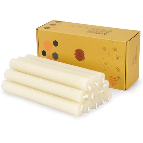 Bougies coniques en cire d'abeille blanche roulées à la main | Élégance artisanale