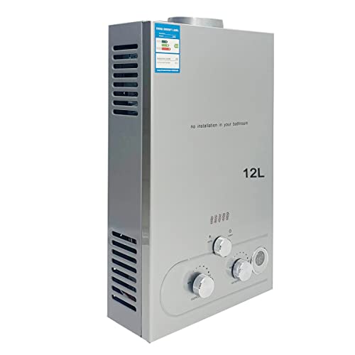 CDZHLTG Scaldabagno a Gas GPL 12L 24kW, Portatile Istantaneo Senza Serbatoio Scaldabagno Butano Propano, Doccia allaperto Bagno, Adatto Casa Campeggio Esterno RV, con Doccia Kit
