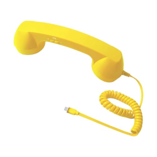 Image of Retro Phone Handset Phone Receiver for Mobile Meetings All Smartphones Black | Corded Telephones | Zoomela (Yellow)