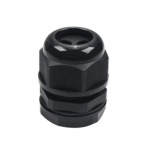 M25 Cable Gland with 2 Holes, Waterproof IP68 Nylon Joint Locknut