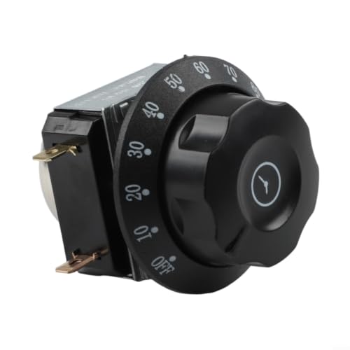 Interruptor de temporizador mecánico de 30/60/90/120 minutos para horno microondas, horno eléctrico y olla arrocera, carcasa de plástico de metal, 16 A/250 V, campana audible integrada (120 minutos)