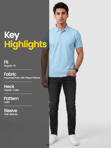 Image of Beyoung Imported Poly Regular Fit Solid Polo Tshirt for Men | Collar Tshirt | Half Sleeves | Solid Casual T-Shirt