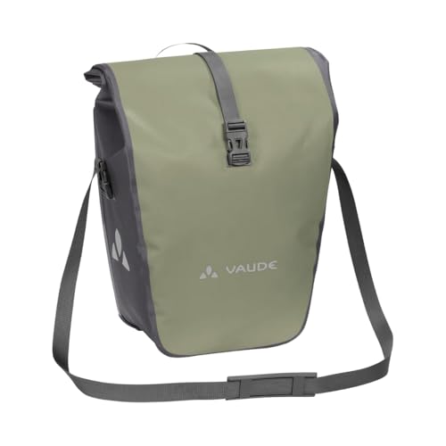 VAUDE Fahrradtasche für Gepäckträger Aqua Back Single 1 x 24 L in Khaki, Hinterradtasche wasserdicht, Fahrrad Gepäckträgertasche hinten, einfache Befestigung – Made in Germany