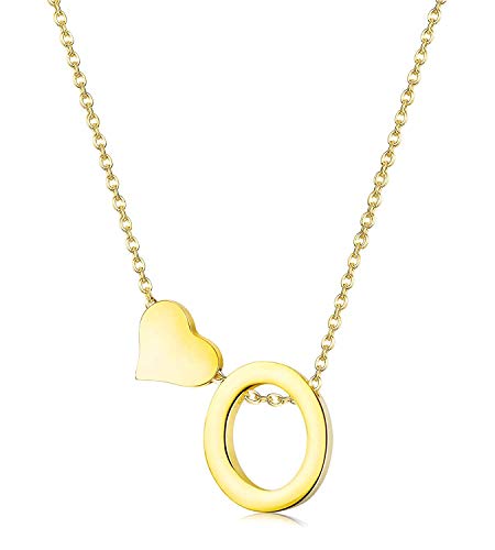 Finrezio Collar Alfabeto Iniciales Acero Inoxidable para Mujeres Hombres Tono Oro Colgante Letras O