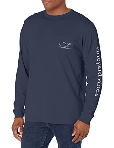 vineyard vines Men's Long Sleeve Vintage Whale Pocket T-Shirt