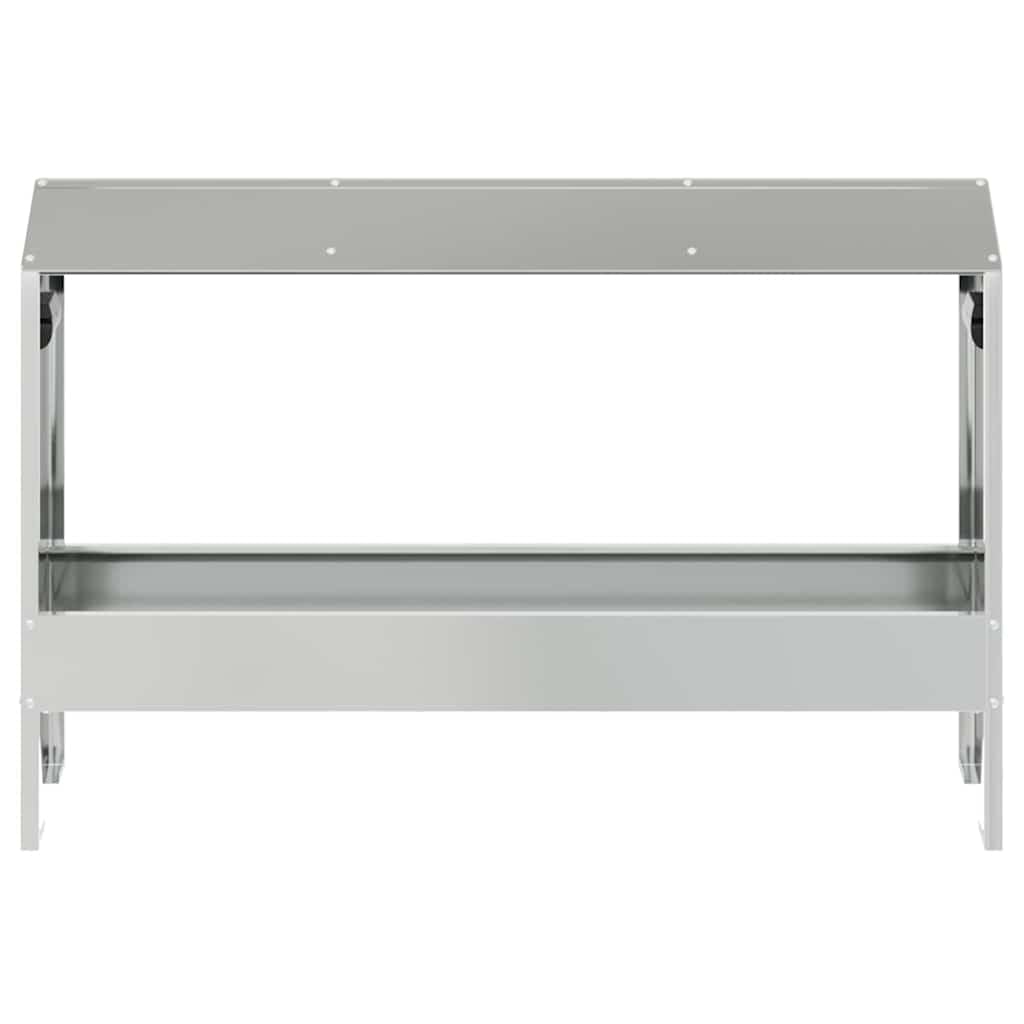 Rynna do karmy dla kur, ocynkowana stal, 81 x 32 x 53,5 cm, srebrny, dozownik karmy o pojemności 15 kg, odporny na warunki atmosferyczne, do użytku wewnątrz i na zewnątrz, łatwe czyszczenie