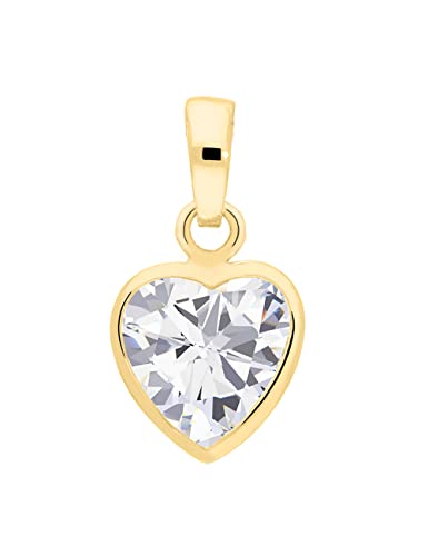 MyGold Pendentif Coeur Or Jaune 375/1000 9K Oxyde De Zirconium 13mm x 8mm Constance A-07804-G601-CZC