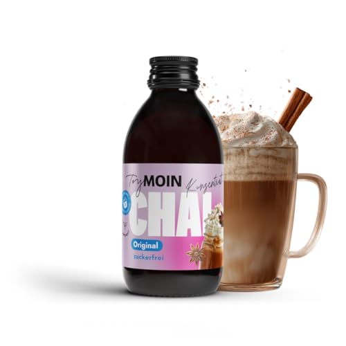 TryMOIN Chai Latte Konzentrat - zuckerfrei - Chai Tee in Sekunden | würzig-süßes Aroma aus Chai Gewürzen, vegan, ideal für Dirty Chai & kreative Getränke, 30 Portionen pro Flasche