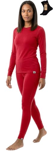 Image of MERINNOVATION Merino Wool Base Layer Set for Women 100% Merino Wool Thermal Underwear Sets Lite - Midweight Top Tank Bottom