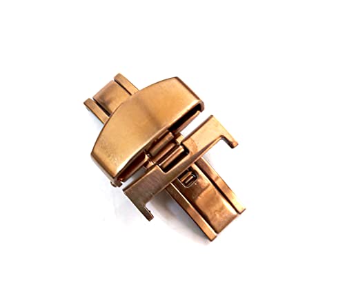 Image of 14mm 16mm 18mm 20mm 22mm Butterfly Push Type Stainless Steel Silver Rose Golden Black Deployment Buckle Clasp Fits Leather Rubber Watch Band Strap