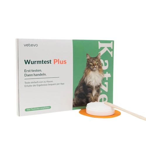 vetevo Worm Test Cat Plus, Includes Giardia, Tapeworms, Lungworms Cat, Worm Test for Cats with PCR Procedure, Result in 24 Hours, All Cats