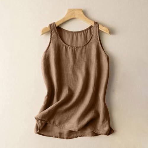 SYDUZAX Linen Tank Tops for Women UK Plus Size Sleeveless Vest Top - Image 2