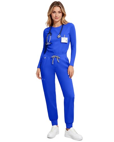 Image of Medical Scrubs for Women Pants, Soft Stretch & Breathable Joggers | Drawstring Womens Scrub Cargo Pants with 5 Utility Pockets, Bottoms Keep 12-Hour Shift Comfort for Healthcare Professionals