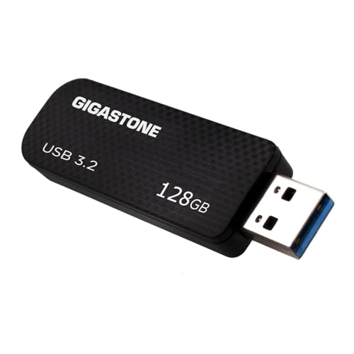 GIGASTONE 128GB USB 3.2 Flash Drive, 100MB/s High-Speed Data Transfer, Carbon Fiber Design, Retractable