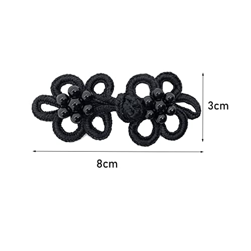 10 Pairs Chinese Knots Frog Buttons Closure Knots Sewing Buttons Fasteners For Cheongsam Tang Suit Scarf Cardigan Sweater Cloak Coats Costumes Outfit Sewing(Black, W5Z) #TOP1