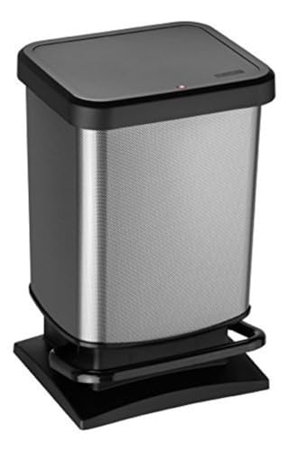 Rotho Paso Mülleimer 20l mit Pedal und Deckel Kunststoff (PP) BPA-frei carbonmetallic 20l (29.3 x 26.6 x 45.7 cm)