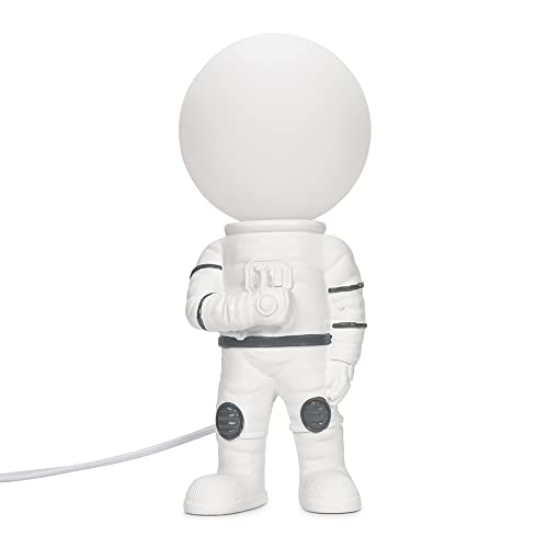 MiniSun White Astronaut Spaceman Decorative Kids Desk Table Lamp Opal Globe Head Bedside Desk Light + LED Bulb
