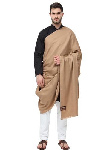 Image of Bunkaar Men's The Handloom Story Plain Woollen Dhariwal Lohi /Shawl (Brown, 48 inch X 102 inch)
