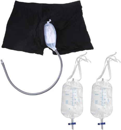 Pee Bag, Wiederverwendbare Inkontinenzhose Auslaufsicherer Beinpinkelhalter Aus Silikon Urinsystem Ideal Für Männer Mit 500ml Urinsammler Und Katheter Urinalsystem (Size : Medium (69-92cm))