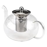 Grande capacité: Cette théière en verre a une capacité de 40,58 oz / 1200 ml. Le plus grand espace intérieur peut accueillir des feuilles de thé gonflées, vous permettant de brasser plusieurs tasses de thé à la fois et de profiter de votre thé de l'après-midi avec facilité