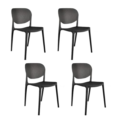 Image of INNOWIN Casper Stackable Arm Chair | Accent Chair for Living Room Home, Bedroom, Cafe and Hotels | 3- Year Warranty | Set of 4 | Plastic | Black