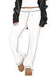 DISCIPBUSH Track Pants Women Sweatpants Soft Jogging Straight Pajama Sweats Wide Leg Sweatpants Women Lounge Pants Joggers White L