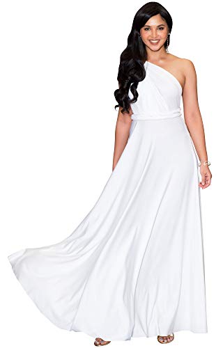 KOH KOH Plus Size Womens Long Bridesmaid Multi-Way Wedding Convertible Wrap Infinity Cocktail Sexy Summer Party Formal Prom Transformer Gown Gowns Maxi Dress Dresses, White XL 14-16