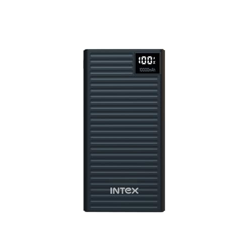 Image of Intex Strong Comet 10K Poly 10000mAh Power Bank with 22.5W QC PD Fast Charging, Digital Display, Dual Input Type-C and Micro USB, Multi Output, Slim Lightweight Travel Friendly Design (Black)