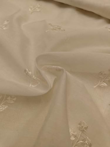 Tissu brocart de coton Chanderi blanc BRO1171 transparent 111cm