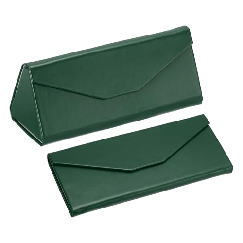 Image of PATIKIL Foldable Glasses Case, Triangle Magnetic Sunglasses Organizer Case PU Leather Hard Eyeglass Case for Women (2 Pcs)