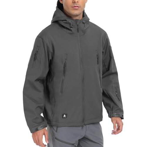Aosyax Men’s Softshell Military Tactical Waterproof Jackets for Camping Hunting Fishing Outdoor Hooded Jacket