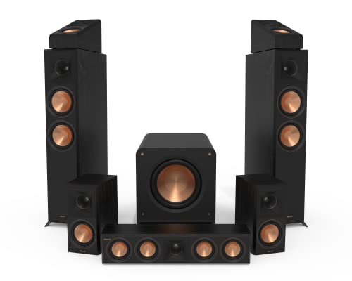 Klipsch 7.1 Ebony System - Model RP-6000F II, RP-404C II, RP-500M II, RP-500SA II, RP-1200SW