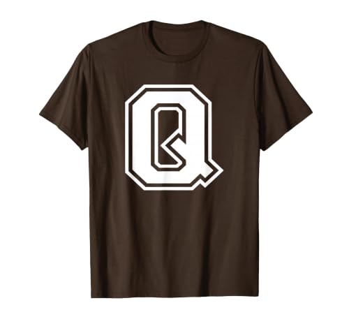 Letter Q Name Initial Varsity Monogram T-Shirt, Men, Brown, XX-Large