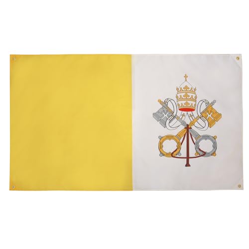 AZ FLAG Drapeau Vatican 150x90 cm avec 4 oeillets, Pavillon Vatican pour balcon ou mur