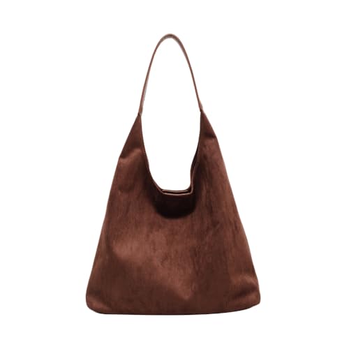 Bolsa tote de camurça feminina hobo, mochila vintage despojada, bolsa crossbody para escola, faculdade, trabalho, fecho magnético (Café)