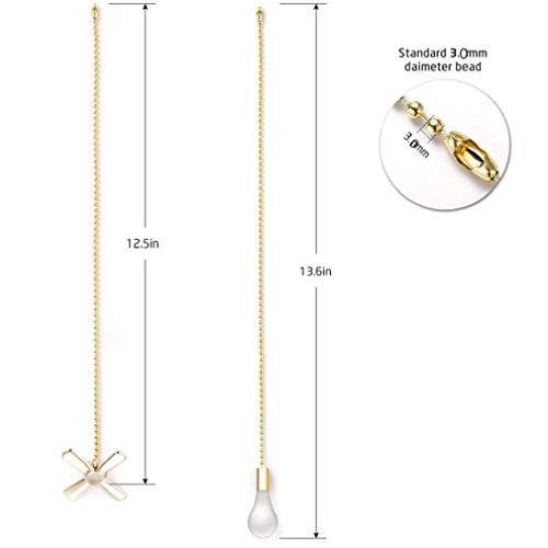 Image of Ceiling Fan Pull Chain Fan Pulls 4PCS Light Fan Pattern Pull Chain Extension Fan Decorative 12 Inch Fan Pulls Set with Connector for Ceiling Fan Light,Living Room Bathroom Toilet Fan Ceiling Light