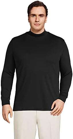 Lands' End Mens Long Sleeve Supima Mockneck Black Regular Medium
