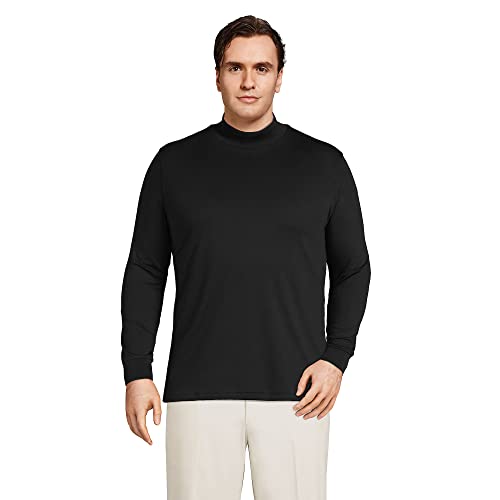 Lands' End Mens Long Sleeve Supima Mockneck Black Regular Medium #TOP3