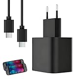 Cargador USB C de 60 W para Switch 2, GaN PD cargador rápido con enchufes de la UE y cable de carga de 1,5 m, fuente de alimentación Nintendo Switch 2 para Steam Deck, ROG Ally, iPhone 17 Series