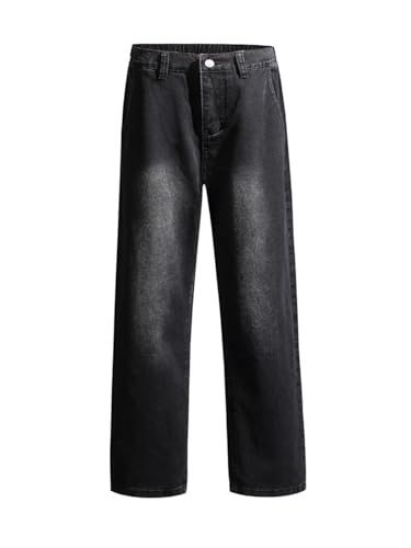 Men's Spring Summer Jeans, Korean Fashion, Black Blue, Wide Leg, Loose Straight Denim Pants