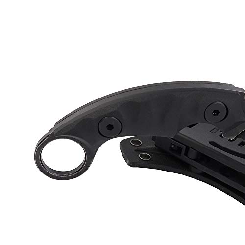 Image of MASALONG Outdoor Survival claw Tactical teeth Knife Double edged sharp Fixed Blade Knife With Sheath (5CR Black Stone wash Black handle)