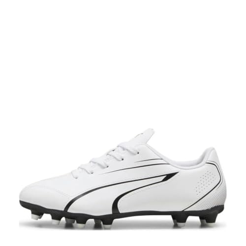 PUMA Boy's Football Soccer Shoe, White Black, 34.5 EU